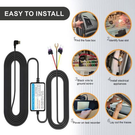 Câble Alimentation Caméra Embarquée - USB-C - 3,5 m - Convertisseur 12 V à 30 V vers 5 V/3 A (1/4)