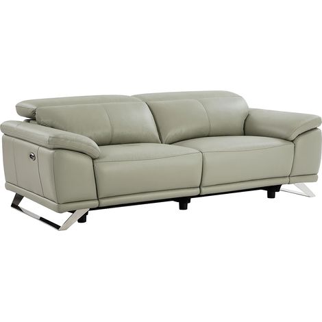 Divano 3 posti relax elettrico in Pelle di vacchetta Grigio - AZIDEE II (1/5)