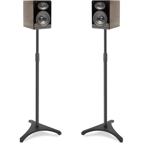 Set of 2 Height Adjustable Speaker Stands 86-127 cm Universal Speaker Stands, Floor Speaker Stands, Triangular Base, Cable Management (1/5)