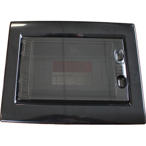 Centralino da incasso 8 moduli con portello fumé e telaio estraibile, nero, 240x195x80 mm, ideale per installazioni elettriche domestiche e professionali