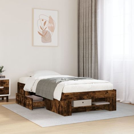 Estructura de cama sin colchón madera roble ahumado 90x190 cm vidaXL (1/5)