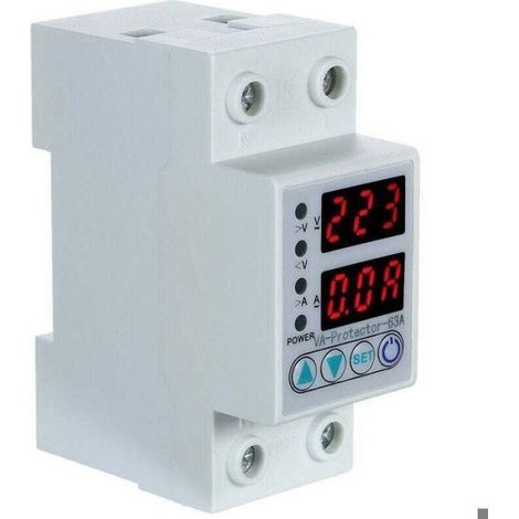 Relais De Protection - 63 A - 220 V Monophasé - Affichage Led Double - Montage Rail Din - 1 Pièce (1/4)