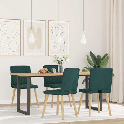 Maison Exclusive - Sedie da Pranzo 4 pz in Tessuto Verde Scuro