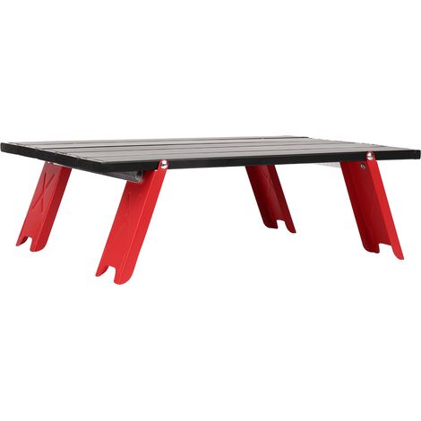 Table de barbecue d'extérieur ultralégère et portable en alliage d'aluminium, mini table pliante de loisirs, table de camping sous tente, table basse, rouge et noire. (1/5)