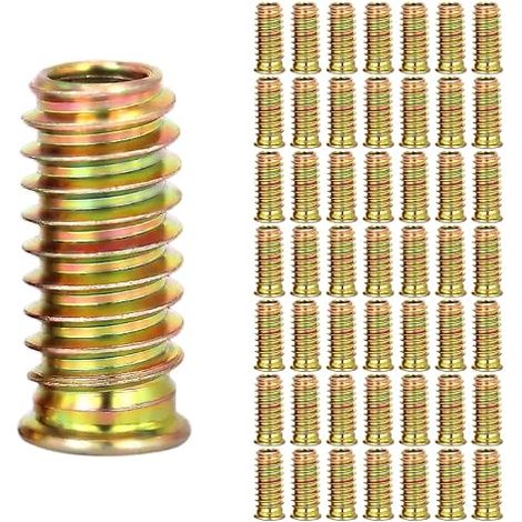 M8 Insert Fileté Bois, 50Pcs Ecrous à Visser M8 X 30mm Manchons à Visser Galvanisés écrou Hexagonal Fileté, Manchons à Visser, Écrou à Tête pour Meubles en Bois (1/5)