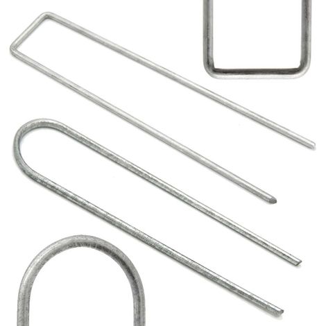 AMANKA Set de 100 Estacas de acero galvanizado 150x30mm metal Ø3,2mm para anclar lonas al suelo en forma de U