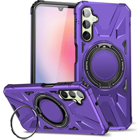 Custodia MagSafe per Samsung Galaxy A54 5G, rinforzata con supporto e piastra per il fissaggio, viola (1/5)