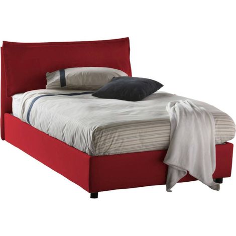 Talamo Italia - Letto piazza e mezza Arnaldo, Letto contenitore con rivestimento in tessuto, 100% Made in Italy, Apertura frontale, adatto per materasso Cm 120x200, Rosso