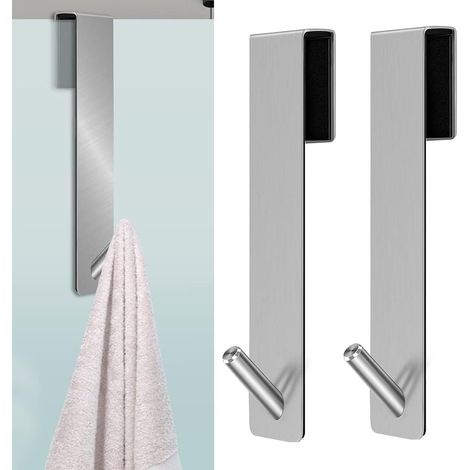 CCYKXA 2 PCS Shower Door Hooks, Towel Hook with Foam Layers, Door Hooks for Shower Enclosure Glass Shower Screen Glass Shower Screen (Silver) (1/5)