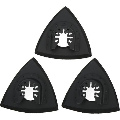Juego de 3 almohadillas de lijado triangulares para lijadoras oscilantes, sistema de liberación rápida, compatible con todos los modelos.