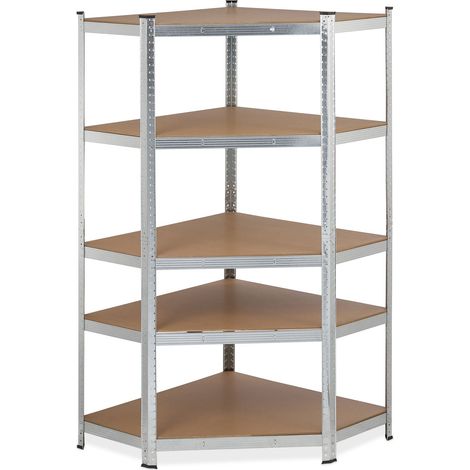 Estantería de esquina para carga pesada ajustable 5 niveles garaje sótano 75 x 33 x 33 cm de MDF galvanizado 130010178 (1/5)