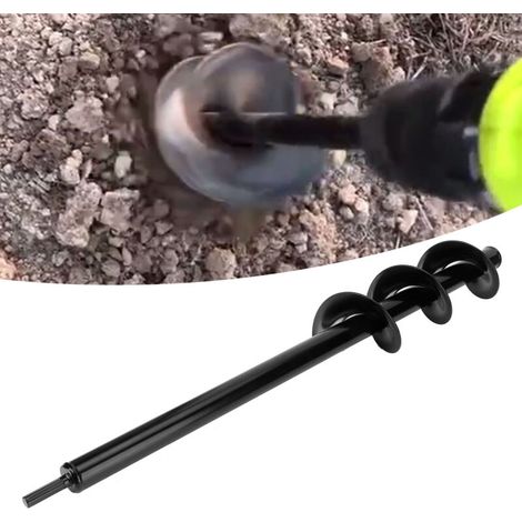 Auger de plantation pour fleurs 8 cm x 60 cm – Foret spiralé en fer pour jardinage, perçage facile des trous dans le sol