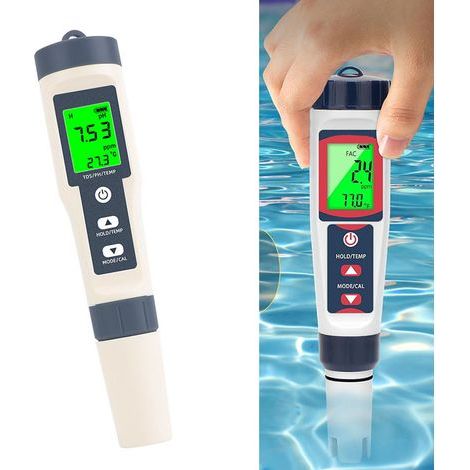 Wasserqualitätsprüfstift, Pool-Salzmessgerät, freies Chlormessgerät, digitaler Chlor-pH-Messer, Pool-Salzmessgerät (1/5)