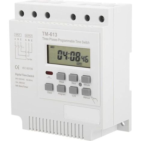Three-phase 380V digital timer switch – 4 kW power – 17 on/off settings – Weekly programming up to 168 hours – 50-60Hz (1/5)