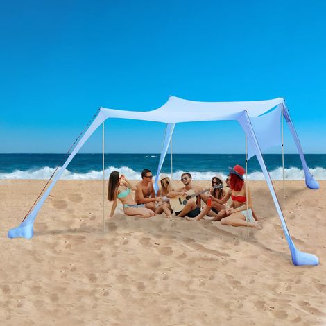 Tente de Plage avec l'ancre de Sable, Sunshade portative d'auvent Portable abri de Plage avec Protection UV UPF50+ et Poteaux en Aluminium (1/5)