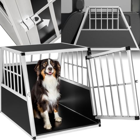 Cage de transport pour chiens sécurisée avec dos droit bois noir