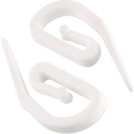 Weiße Kunststoff-Gardinenhaken – 100er-Packung (28 x 12 mm) für Vorhänge/Fenster/Gardinen (1/4)