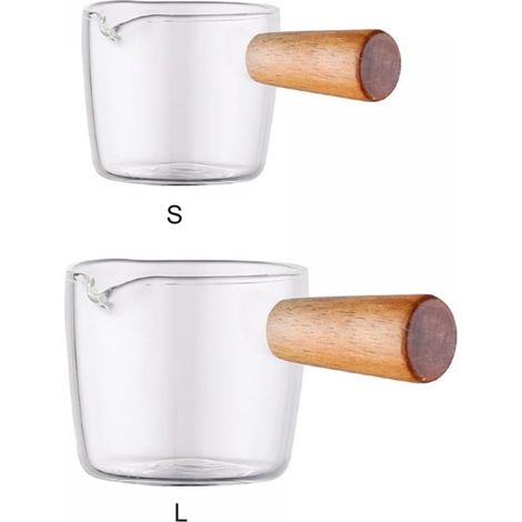 Laitiere - Verre Borosilicate Et Bois - Pour Café Lait Et Sauce - Style Japonais - 1 Pièce (1/5)
