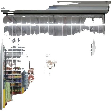 Rideau en lanière PVC, design à lattes transparentes, épaisseur de 2 mm, vert armée (1/2)
