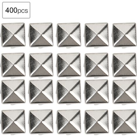 400 lots de rivets à pointes carrées de 4 à 7 mm pour la maroquinerie (accessoires sacs, chaussures, ceintures, etc.), couleur argent, 5 mm. (1/5)
