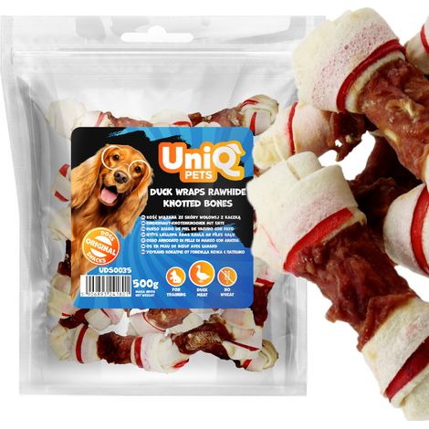 Snack per cani Osso legato con pelle di manzo e anatra UniQ Pets 500g (1/5)