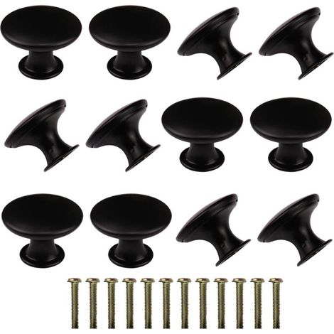 Poignées de meuble vintage - Armoire, tiroir - 12 pièces - Noir - 30 mm (1/5)