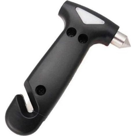 Marteau d'urgence brise-vitre, marteau de secours, marteau de dépannage automobile, coupe-ceinture de sécurité noir-AquaForge (1/3)