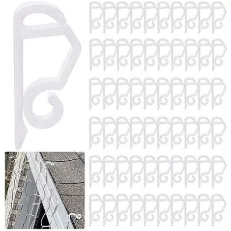 60pcs Mini Christmas Lights Hanging Hooks, Plastic Weatherproof Hanging Hooks for Home and Christmas Decor (White) (1/5)