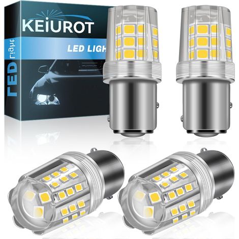 1157 White LED Bulbs, BAY15D 2357 7528 LED Car Bulbs for RV Trailer Car Bulb Brake Lights Backup Reverse Lights 2835 39SMD 12V-50V (4PCS) (1/5)