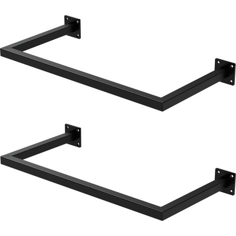 ML-Design 2x Tringle à Vêtements Rectangulaire, P30xL60 cm, Noir, Acier Inoxydable, Tringle de Penderie Forme de U, Portemanteau à Montage Mural, Porte-vêtements, Tringle à Linge + Matériel de Montage