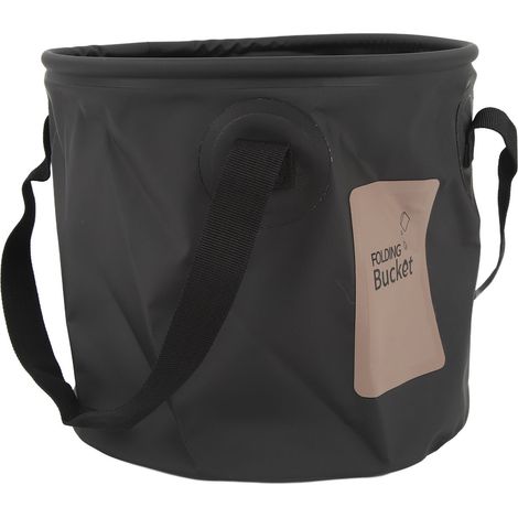 Seau pliable 10 L résistant aux hautes températures, portable et pliable, avec poignée, pour le camping, la pêche et les pique-niques (noir). (1/5)