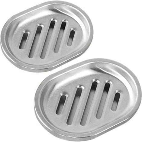 Set mit 2 Seifenschalen aus Edelstahl, Seifenhalter mit Smiley-Gesicht, antibakterielle Seifenablage, Badezimmer, Dusche, Küche (1/4)