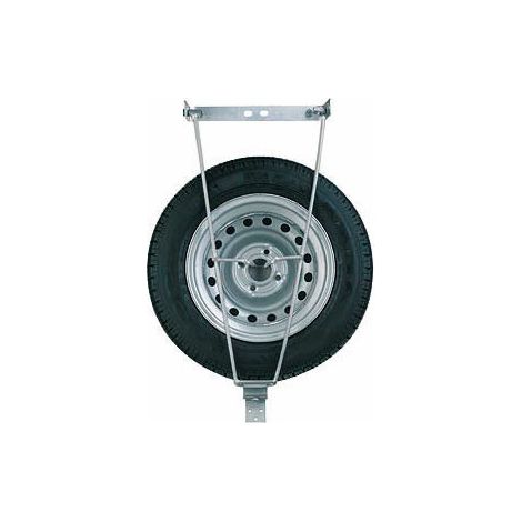 Maxter – Support roue de secours sous-châssis universel pour remorque – Acier galvanisé – Compatible roues 8 à 14 pouces – Installation facile sous châssis