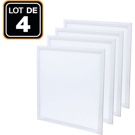 Europalamp – Dalle LED 600x600 40W – Lot de 4 – Blanc froid 6000K – Flux lumineux 3600 lm – Installation facile faux plafond