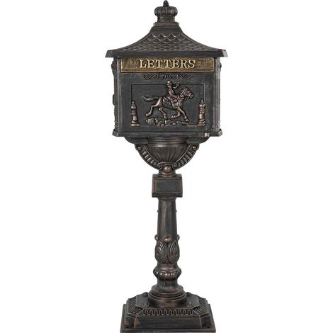 vidaXL  Standing Mailbox  Bronze 42.5 x 29.5 x 117 cm Cast Aluminum