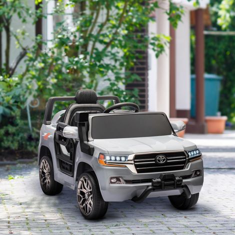 Voiture Électrique Enfants Toyota Land Cruiser Télécommande 12v Batterie Mp3 Musique Article Enfant +3 ans Gris