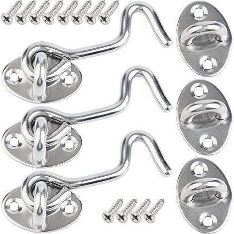 Crochet Porte, 3 Pcs 7.5cm Loquet Porte Exterieur,Crochet Fermeture Porte,Crochet Cabine en Acier Inoxydable,Verrou de Porte Interieure Avec Vis de Montage,Targette de Porte Pour Fenêtre,Grange (1/4)