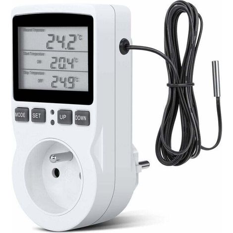 Spina termostato, XU, Spina timer digitale, Spina digitale programmabile con sonda, Timer con display digitale programmabile, Spina termostato per riscaldatori per serre e acquari - KZQ (1/4)