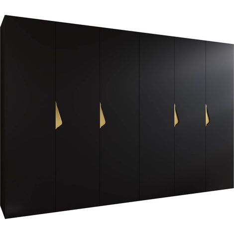 Armario Hartford 622, Negro, 202x300x52cm, Puertas de armario: Con bisagras, Número de estantes: 0 (1/5)