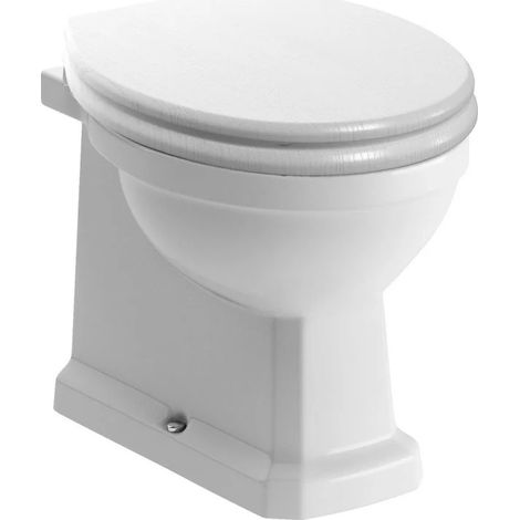 Signature Aphrodite Back To Wall Toilet - Soft Close Satin White Seat with Brass Hinges