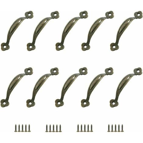 10 RéTro Poignées Poignee de Meuble Bouton de Porte Poignee Entraxe Rustiques en Alliage de Zinc Pour Cuisine Porte de Grange Jardin Remise Tiroir D'Armoire En Bois(80MM), BLOW (1/5)