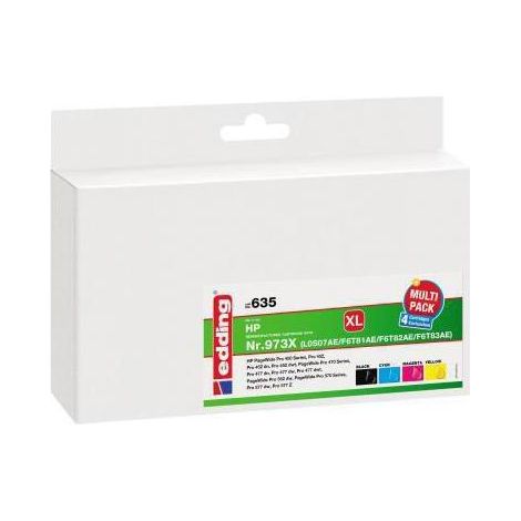 EDDING Tintenpatrone edding kein Originalzubehör Kompatibel mit: HP 973X EDD-635 ca. 13.500 Seitenschwarz ca. 8.500 Seiten farbig schwarz mehrfarbig 4 St./Pack. (1/2)
