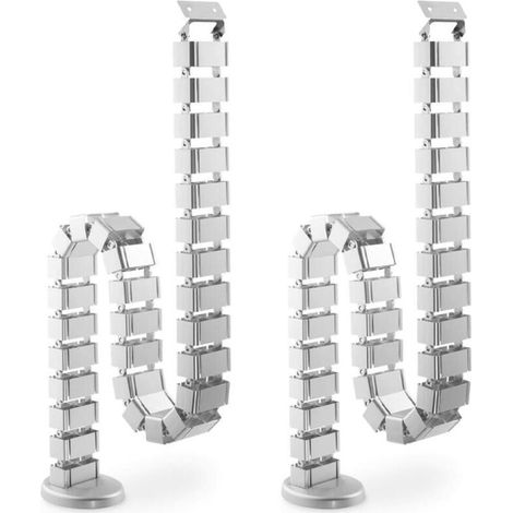 Kabelmanagement-Set, verstellbarer, flexibler Vier-Wege-Kabelorganizer für Büros, silber, 2 Stück (quadratisch, 80 cm) (1/5)