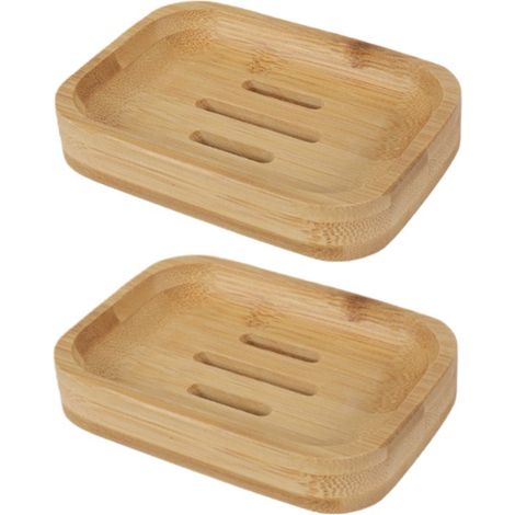 piezas - Jabonera con desagüe - Para baño y cocina - Soporte para jabón de inodoro - 11,582 cm - Color madera (1/5)