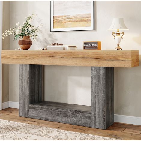 Tavolo consolle con ripiano effetto legno 160 cm OKMYHOME (1/5)