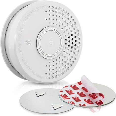 Detecteur de Fumée, Alarme Incendie Détecteur Fumée pour la Maison, Bureaux, Detecteur de Fumee de Cuisine à Capteur Optique avec Fonction Test et Silencieux, Détecteurs de (1/4)