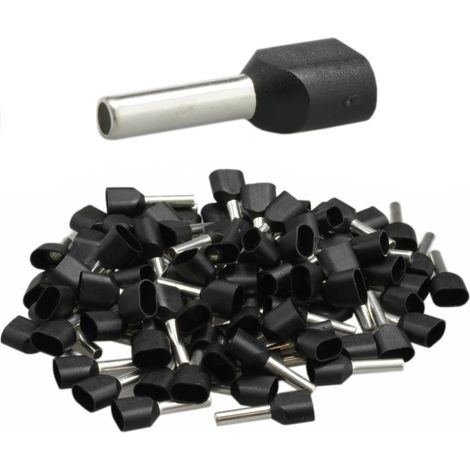 Terminale a doppia manica isolato 2x1,5/12 nero (100 pz.)