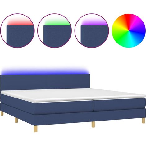 Maison Exclusive - Letto a Molle Materasso e LED Blu 200x200cm in Tessuto (1/5)