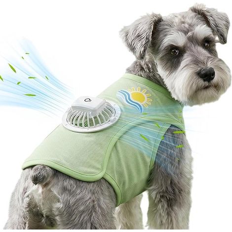 Maglietta rinfrescante per cani, 3 velocità, abbigliamento delicato sulla pelle con ventola, gilet rinfrescante per l'estate, per cuccioli, feste, passeggiate (1/5)
