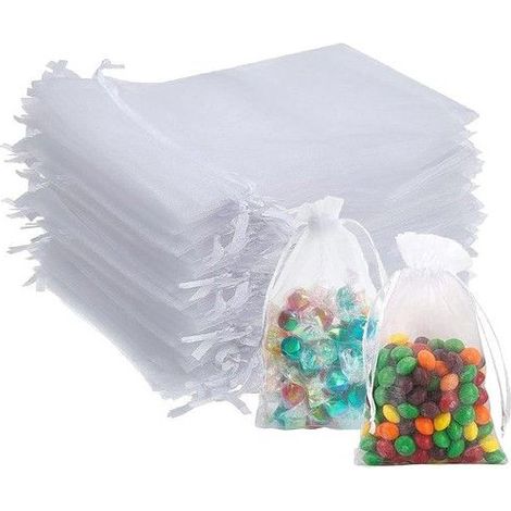 Sachet cadeau mariage - 50 pièces - 13x18 cm - Blanc - Transparent - Léger - Élégant - Décoration mariage (1/5)